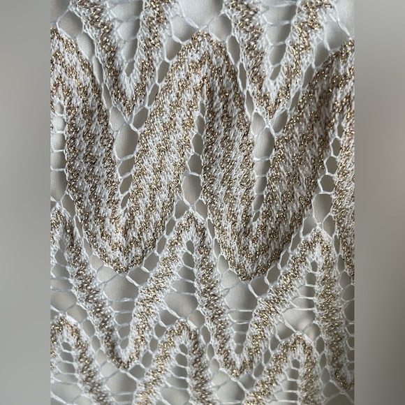 Lily Pulitzer Crochet White and Gold Metallic Chevron Mini Slip Dress - Picture 7 of 11